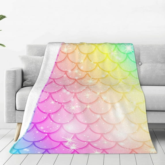 Sikiie Fish Scale Ultra-Soft Micro flannel Blanket Luxury All Seasons Warm Blanket for Bedding Sofa and Travel (4 sizes)-80"x60"