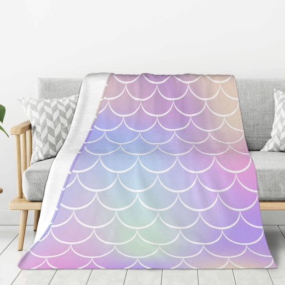 Sikiie Fish Scale1 Cozy Flannel Fleece Throw Blanket: Lightweight & Thick for All Seasons - Perfect for Women, Men, & Kids"50"x40"