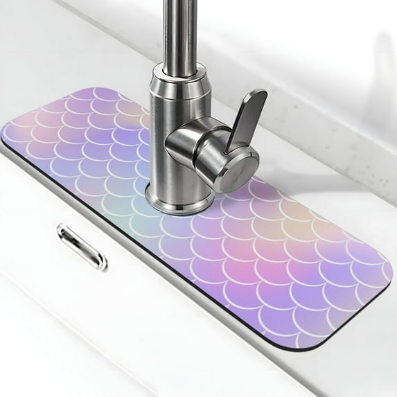 Sikiie Fish Scale1 Splash Guard for Sink Faucet-1 PC Super Absorbent Fast Drying Mat Sink Gadgets-Splash Guard for Kitchen, Sink Mat