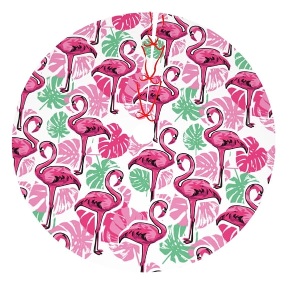 Sikiie Flamingo 30-48 inches {designName} Print Christmas Tree Skirt Snowman Xmas Tree Skirt with Edge Christmas Decorations for Holiday Party48"