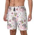 thumbnail image 1 of Sikiie Flamingo And Flowers Print Men's Double Layer Swimming Trunks, Adjustable Waistband and Pockets Sports Swimming Trunks, Beach Swimwear-Medium, 1 of 6