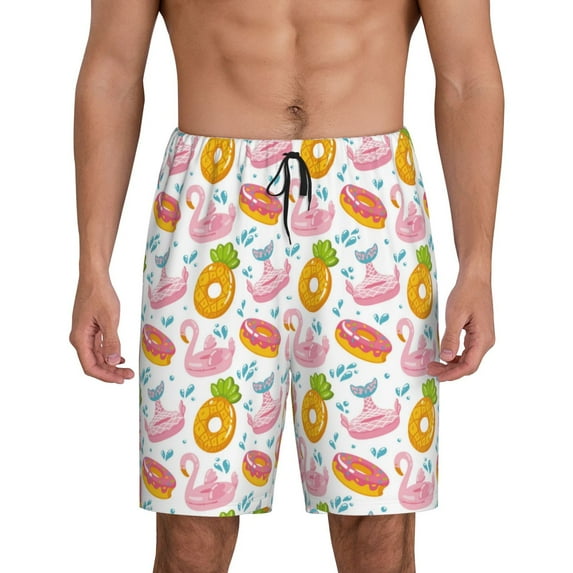 Sikiie Flamingo And Pineapple Mens Pajama Shorts, Lightweight Lounge Pant with Pockets Soft Sleep Pj Shorts for Men4X-Large