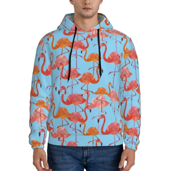 Sikiie Flamingo Men's Hoodie, Essentials Hoodie, Sweatshirt, Pullover Hooded Sweatshirt for Men-Small