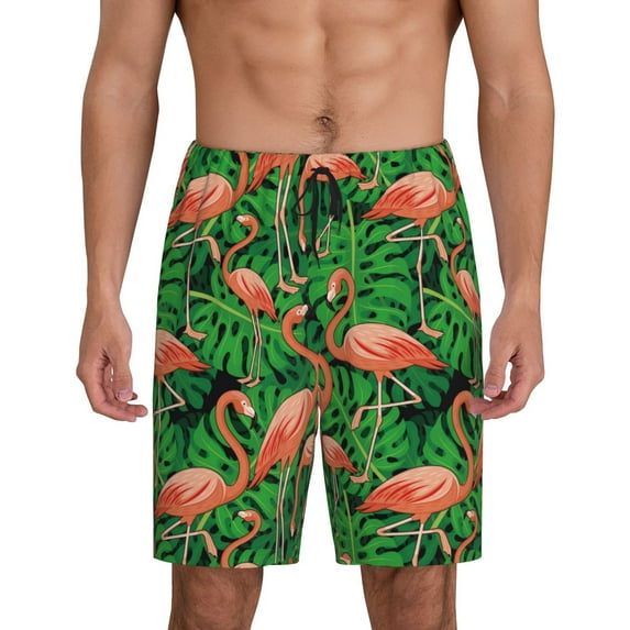 Sikiie Flamingo Mens Pajama Shorts, Lightweight Lounge Pant with Pockets Soft Sleep Pj Shorts for Men4X-Large