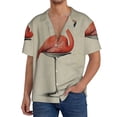 thumbnail image 1 of Sikiie Flamingo Sitting On Chair Men's Cuban Shirt, Hawaiian Shirts, Business Casual Button Down Shirts, Short Sleeve Shirt-3X-Large, 1 of 5