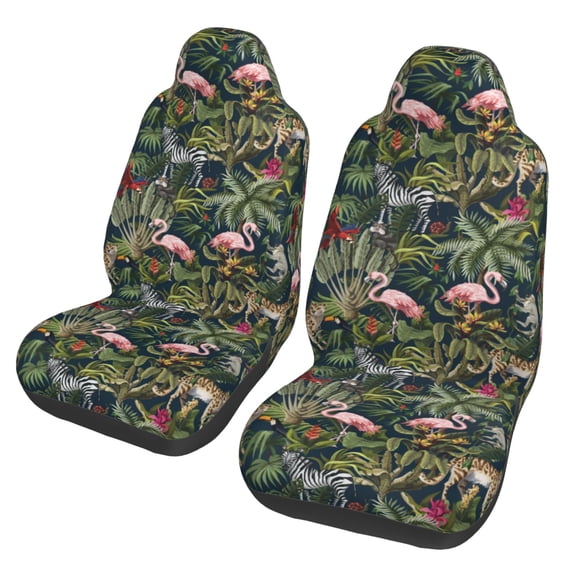 Sikiie Flamingos And Palm Leaves Car Seat Protector 2 Pack Car Seat Cushion Mat, Car Seat Covers for SUV, Truck, Van