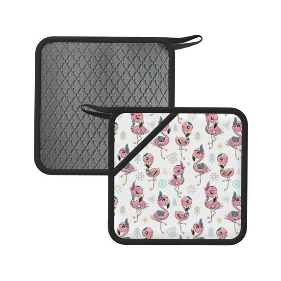 Sikiie Flamingos Tribal Pot Holders Kitchen Insulation Mats Heat Resistant Pot-Holder Oven Anti-Scald Pads for Cooking Baking, 7.1*7.1inch