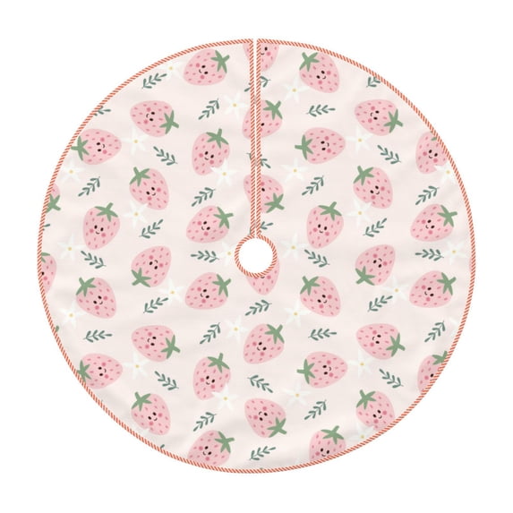 Sikiie Floral Strawberr Nativity Christmas Tree Skirt, Jesus Christian Winter Holiday Tree Mat Decoration(30-48IN)30"