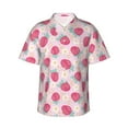 thumbnail image 1 of Sikiie Floral Strawberr Print Men's Hawaiian Shirt, Summer Beach Button Pocket Short Sleeve T-Shirt,Medium, 1 of 7