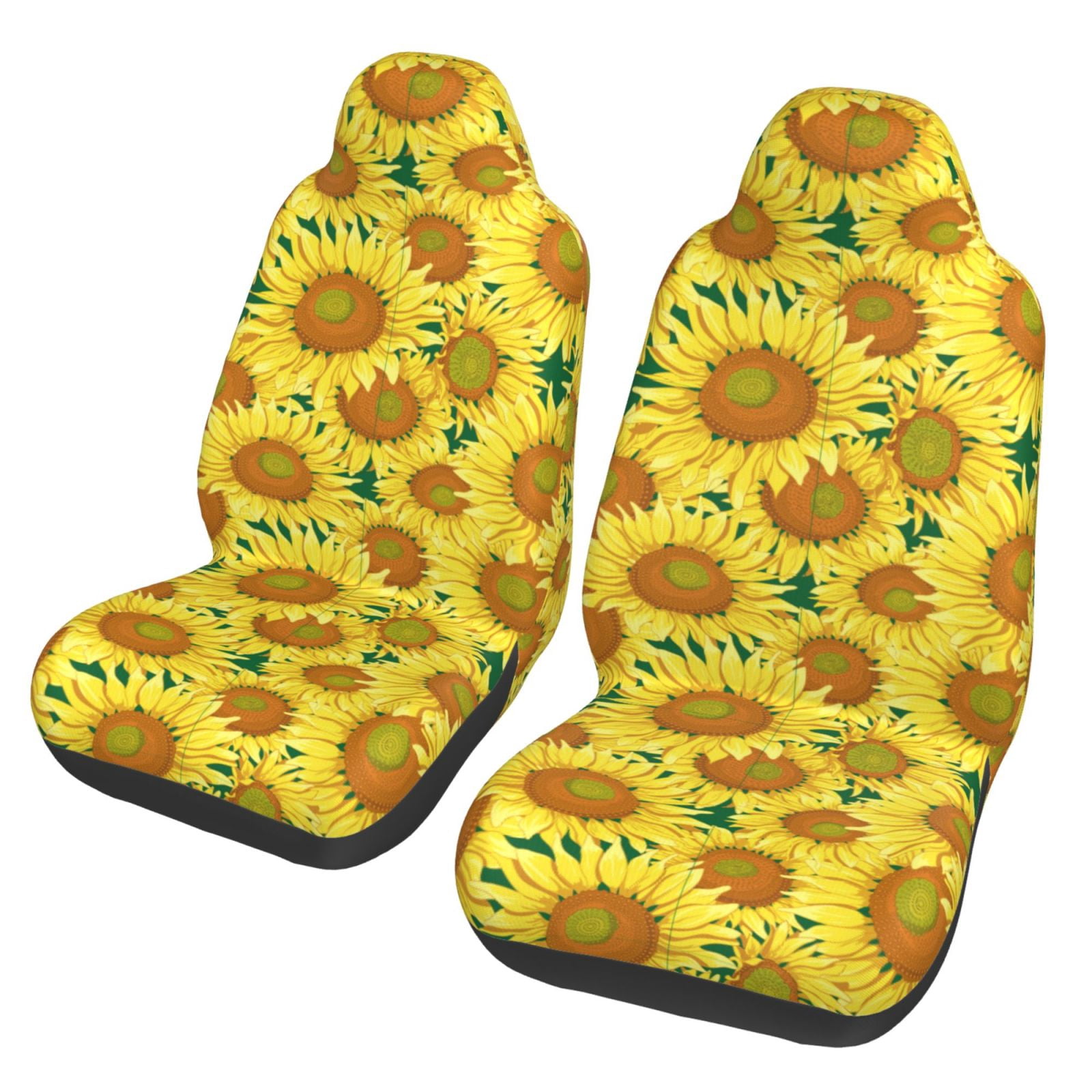 Floral Bounty White Universal Car Seat Cover With Thickened Back