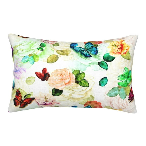 Sikiie Floral Vintage Print Plush Pillow Cover, Wrinkle-proof and Stain-resistant Pillow Protector without Pillow Core, Home Decoration-14"x20"