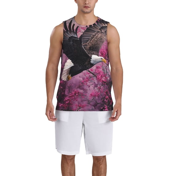 Sikiie Flower Bald Eagle Basketball Jersey Reversible Men's Mesh Athletic Sports Shirts Training Practice S-4XLX-Large
