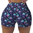 thumbnail image 1 of Sikiie Flower Blue Skull Print Workout Shorts Women Scrunch Butt Gym Shorts Seamless High Waist Tummy Control Yoga Biker Athletic Shorts, 1 of 5