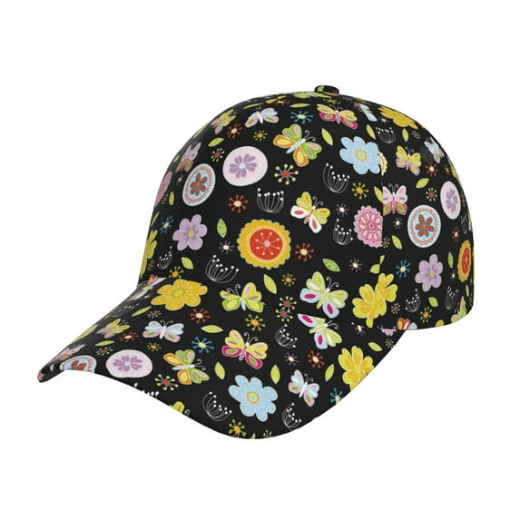 Sikiie Flower Butterfly Unisex Vintage Washed Unstructured Baseball Cap Soft Cap Adjustable Unisex Baseball Hat Dad Hat