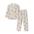 thumbnail image 1 of Sikiie Flower Color Rabbit Mens Pajama Set, Soft Warm Long Sleeve Sleepwear, Cozy Button-Down Pjs for Men-XX-Large, 1 of 7
