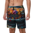 thumbnail image 1 of Sikiie Flower Covered Vintage Car Print Men's Double Layer Swimming Trunks, Adjustable Waistband and Pockets Sports Swimming Trunks, Beach Swimwear-3X-Large, 1 of 6