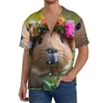 thumbnail image 1 of Sikiie Flower Crown Guinea Pig Men's Wrinkle Free Untucked Cuban Shirt Business Casual Button Down Shirts Short Sleeve ShirtXX-Large, 1 of 5