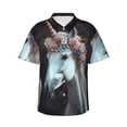 thumbnail image 1 of Sikiie Flower Crown White Horse Print Men's Hawaiian Shirt, Summer Beach Button Pocket Short Sleeve T-Shirt,3X-Large, 1 of 7