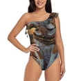 thumbnail image 1 of Sikiie Flower Field Cute Bulldog Print Women One Piece Swimsuits Tummy Control One Shoulder Bathing Suits Ruffle Swimwear, From S to XXL-X-Large, 1 of 6
