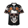 thumbnail image 1 of Sikiie Flower Horn Skull A Print Men's Hawaiian Shirt, Summer Beach Button Pocket Short Sleeve T-Shirt,3X-Large, 1 of 7