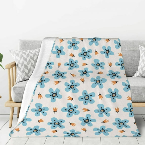 Sikiie Flower Leaves Cozy Flannel Fleece Throw Blanket: Lightweight & Thick for All Seasons - Perfect for Women, Men, & Kids"