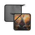 thumbnail image 1 of Sikiie Flower Meditating Rabbit Pot Holders Kitchen Insulation Mats Heat Resistant Pot-Holder Oven Anti-Scald Pads for Cooking Baking, 7.1*7.1inch, 1 of 8