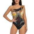 thumbnail image 1 of Sikiie Flower Meditating Rabbit Print Women One Piece Swimsuits Tummy Control One Shoulder Bathing Suits Ruffle Swimwear, From S to XXL-Medium, 1 of 6