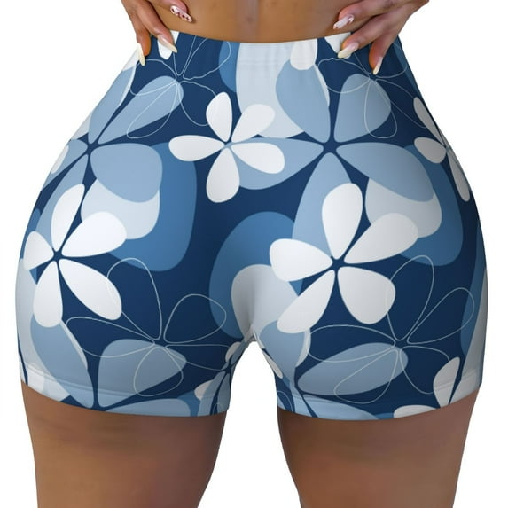 Sikiie Flower Print Workout Shorts Women Scrunch Butt Gym Shorts Seamless High Waist Tummy Control Yoga Biker Athletic Shorts