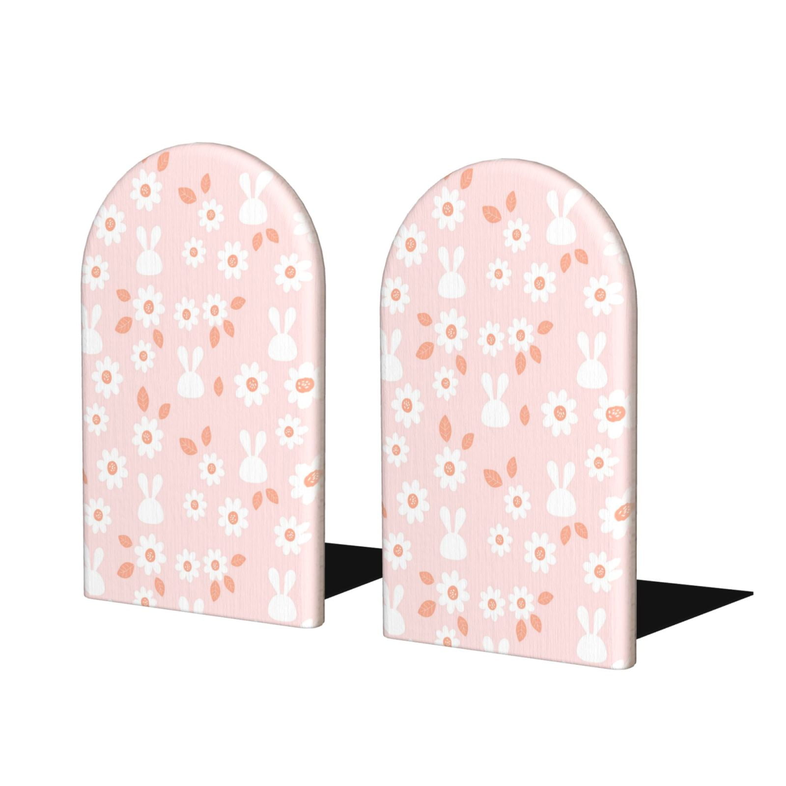 Sikiie Flower Rabbit Bookends 1 Pair, Wood Bookends for Shelves, Book ...