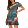 thumbnail image 1 of Sikiie Flower White Dolphin Print Women's Short-sleeved Nightdress, Round Neck Pullover Nightdress Pajamas Summer Home Wear, 1 of 6
