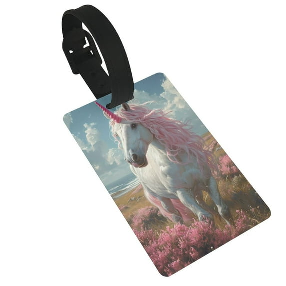 Sikiie Flower White Horse (2) Luggage Tags Privacy Cover ID Label Suitcase Tags Identifiers For School Bags,Suitcases