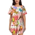 thumbnail image 1 of Sikiie Flowers And Birds Watercolor Womens Pajama Sets Short Sleeve Top With Pants Sleepwear 2 Piece Lounge Set4X-Large, 1 of 6