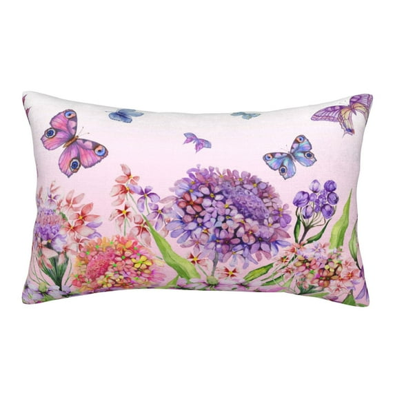Sikiie Flowers And Colorful Butterflies Print Plush Pillow Cover, Wrinkle-proof and Stain-resistant Pillow Protector without Pillow Core, Home Decoration-14"x20"