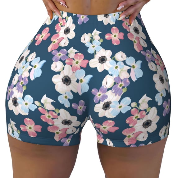 Sikiie Flowers Print Workout Shorts Women Scrunch Butt Gym Shorts Seamless High Waist Tummy Control Yoga Biker Athletic Shorts
