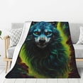 thumbnail image 1 of Sikiie Fluorescent Wolf Cozy Flannel Fleece Throw Blanket: Lightweight & Thick for All Seasons - Perfect for Women, Men, & Kids"50"x40", 1 of 6