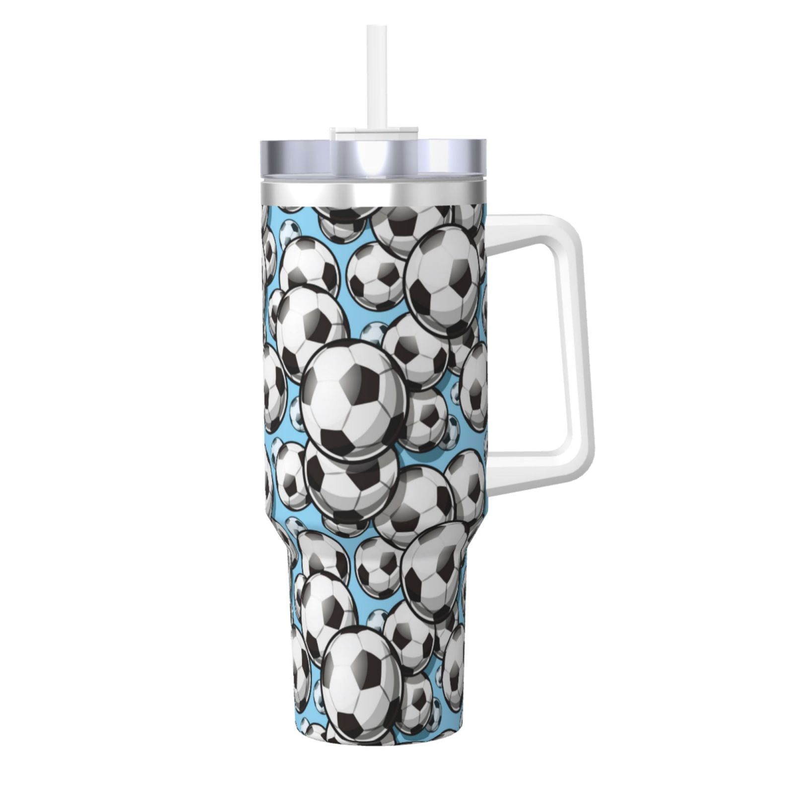 Sikiie Football Soccer Ball Insulated Stainless Water Bottle Lid Travel ...