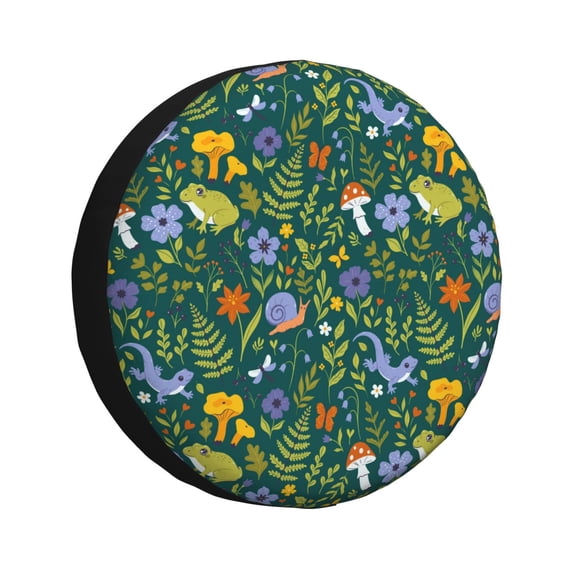 Sikiie Forest Flora And Fauna PVC Leather Spare Tire Wheel Cover Spare Tire Cover, for Car Truck SUV Camper Trailer Universal Fit(14-17in)-16 inch