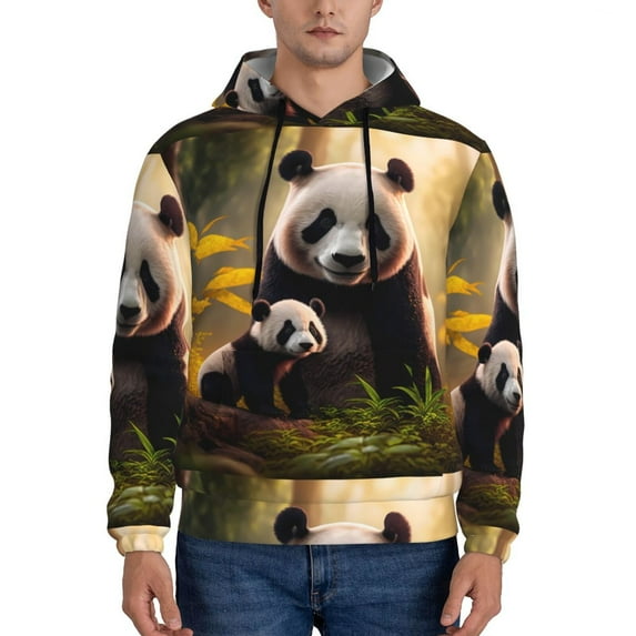 Sikiie Forest Panda Men's Hoodie, Essentials Hoodie, Sweatshirt, Pullover Hooded Sweatshirt for Men-Small