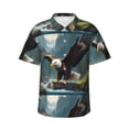 thumbnail image 1 of Sikiie Forest River Bald Eagle Print Men's Hawaiian Shirt, Summer Beach Button Pocket Short Sleeve T-Shirt,Large, 1 of 7