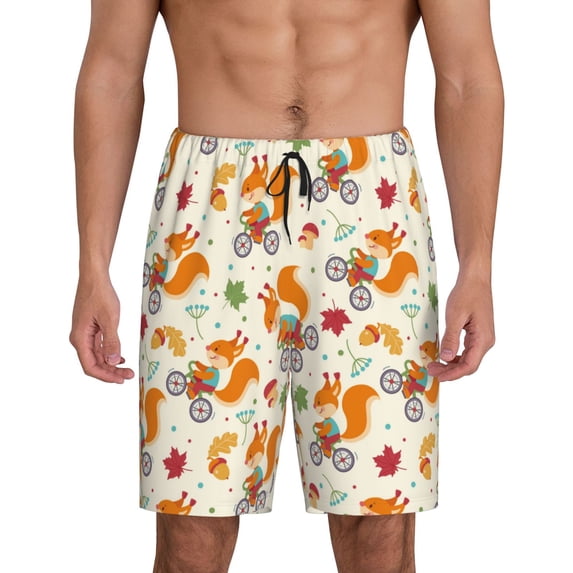 Sikiie Forest Squirrel Mens Pajama Shorts, Lightweight Lounge Pant with Pockets Soft Sleep Pj Shorts for MenMedium