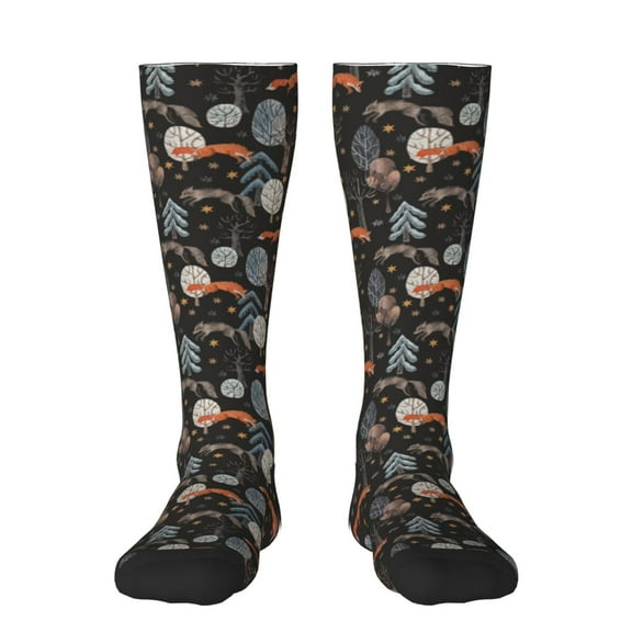 Sikiie Fox In The Forest Knee Socks, High Socks Long Stretchy Sock Women Knee High Stocking, Long Socks for Women