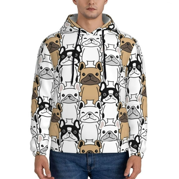 Sikiie French Bulldog 2 Men's Hoodie, Essentials Hoodie, Sweatshirt, Pullover Hooded Sweatshirt for Men-X-Large