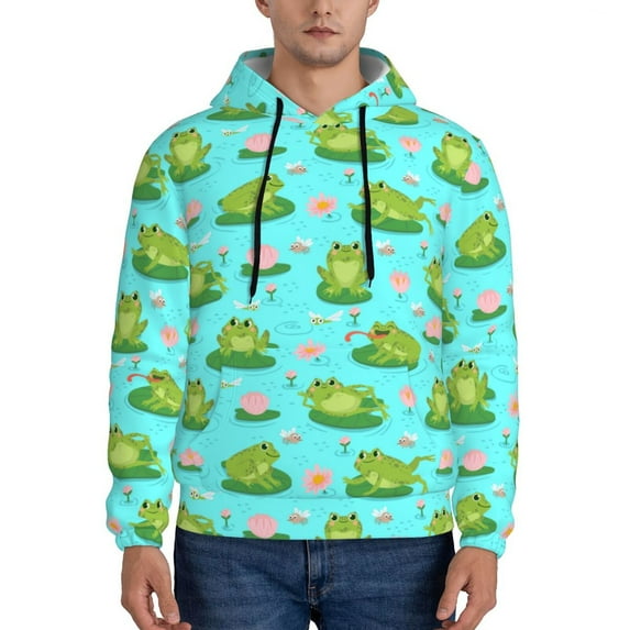 Sikiie Frogs And Aquatic Plants Men's Hoodie, Essentials Hoodie, Sweatshirt, Pullover Hooded Sweatshirt for Men-3X-Large