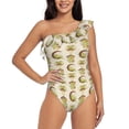 thumbnail image 1 of Sikiie Frogs Print Women One Piece Swimsuits Tummy Control One Shoulder Bathing Suits Ruffle Swimwear, From S to XXL-Medium, 1 of 6