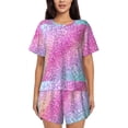 thumbnail image 1 of Sikiie Fun Rainbow Pink Womens Pajama Sets Short Sleeve Top With Pants Sleepwear 2 Piece Lounge SetSmall, 1 of 6