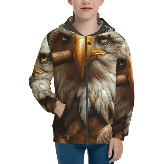 Sikiie Funny Bald Eagle Zip Up Hoodie Teenage, hoodies for Teenage, Zipper Sweatshirt Jacket for Daily, Traveling-Medium