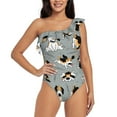 thumbnail image 1 of Sikiie Funny Beagle Active Dog Print Women One Piece Swimsuits Tummy Control One Shoulder Bathing Suits Ruffle Swimwear, From S to XXL-X-Large, 1 of 6