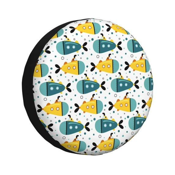 Sikiie Funny Boats PVC Leather Spare Tire Wheel Cover Spare Tire Cover, for Car Truck SUV Camper Trailer Universal Fit(14-17in)-14 inch