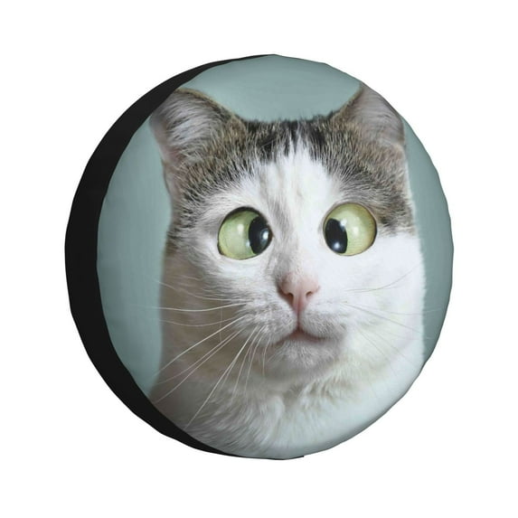 Sikiie Funny Cat PVC Leather Spare Tire Wheel Cover Spare Tire Cover, for Car Truck SUV Camper Trailer Universal Fit(14-17in)-17 inch