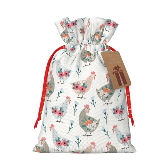 Sikiie Funny Chicken Christmas Gift Bags, Birthday gift bags Xmas Presents Bags Holiday Gift Bags for Christmas Gifts, Weddings and Birthday-Small